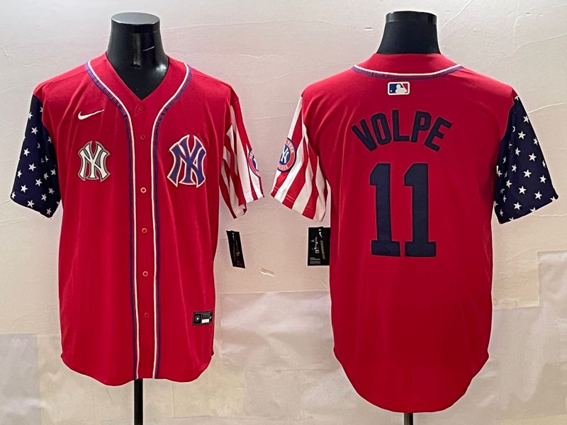 Men New York Yankees #11 Volpe Red a generation of national flags Jointly Name 2025 Nike MLB Jersey style 10->new york yankees->MLB Jersey